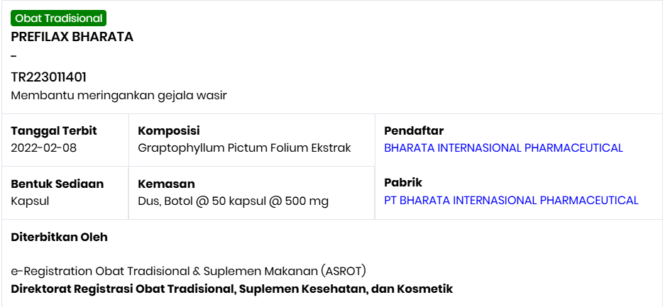 PREFILAX BHARATA OBAT AMBEIEN OBAT WASIR