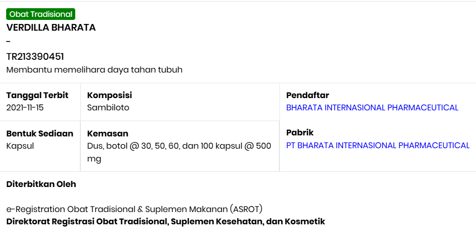 VERDILLA BHARATA OBAT TBC OBAT PARU PARU